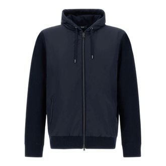 Herno Light Jackets, male, Blue, Size: M Hooded Zip Jacket