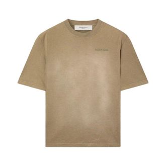 Golden Goose T-Shirts, male, Beige, Size: XL T-shirt with embroidered logo