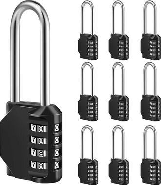 OEM Cadenas A Combinaison - 4 Digitos - Para Taquillas Armarios Cajas De Herramientas Vallas - Negro - Pack De 10