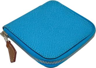 Herm&egrave;s Blue Epsom Leather Coin Purse/Coin Case (Pre-Owned)