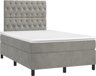 vidaXL Vidaxl - Cama Box Spring Colch&oacute;n Y Led Terciopelo Gris Claro 120x200 Cm