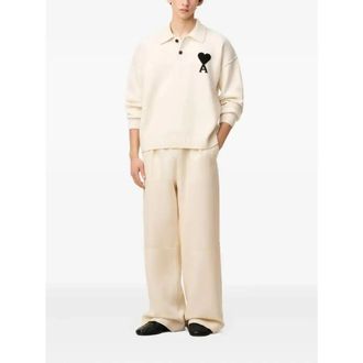 Ami White Wool Polo With Ami De Coeur
