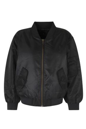 Anine Bing Leon Black Zip-Up Oversized Bomber Jacket