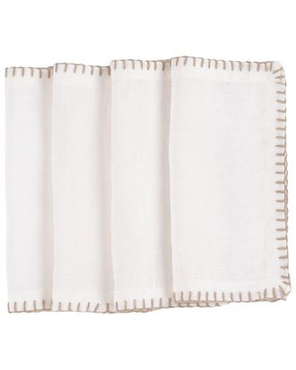Amity Home Set Of 4 Bryce Linen Cocktail Napkins