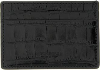 Tom Ford Crocodile Card Holder Portafogli Nero-Uomo