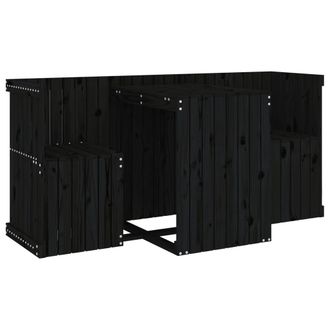 vidaXL Juego De Balc&oacute;n 2 Plazas Madera Maciza De Pino Negro Vidaxl