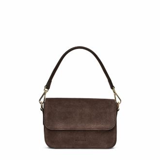 Aquatalia Womens Aria Crossbody, Espresso Suede, S, Aria Crossbody