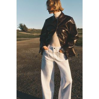 H&M Wide High Jeans in White at Nordstrom, Size 14