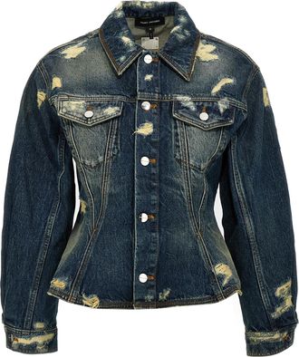 Marc Jacobs Womens The Rip And Repair Fluted Denim Jacket Jacket