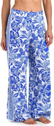 La Blanca Botanical Brocade Wide Leg Cover-Up Pants in Lapis at Nordstrom, Size X-Large