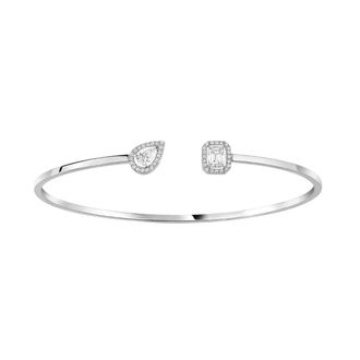 Messika 18k White Gold My Twin Toi & Moi Thin Diamond Bangle, Size M