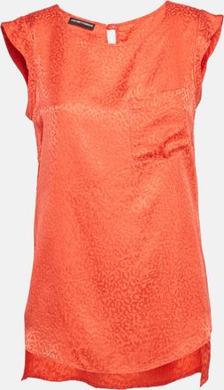 Emporio Armani Red Dobby Silk Sleeveless Top