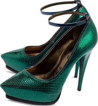 Lanvin Pumps in pelle con cinturino alla caviglia 130mm - Verde
