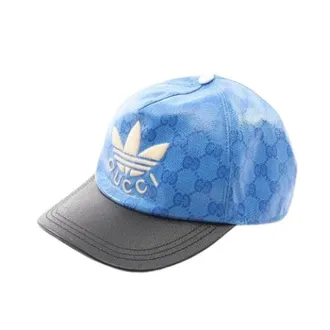Gucci Pre-owned Accessories, male, Blue, Size: ONE SIZE Pre-owned GG Trefoil Nylon Leather Cotton Baseball Cap