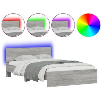 Berkfield Home Bed Frame with Headboard & LED Grey Sonoma 135x190 cm Double