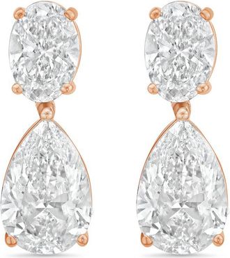Diana M. Jewels 14KW RG 20.00 Ct TW of Lab grown oval and pear shape diamond drop earrings
