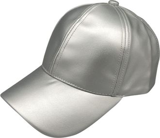 Generic Classic Solid Shiny Plain PULeather Retro Baseball Cap Trucker Dad Cap Classsic Breathable Adjustable Sun Visors Golf Tennis Simple Outdoor Unisex Sil