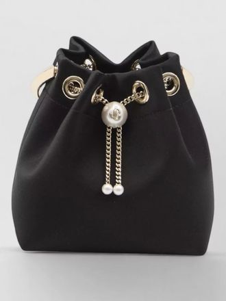 Jimmy Choo London bon bon satin bucket bag chain strap