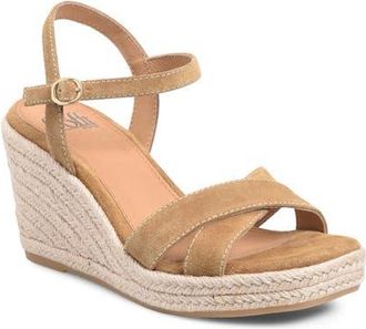 S&ouml;fft Neely Ankle Strap Platform Espadrille Sandal in Saddle Suede at Nordstrom, Size 6.5