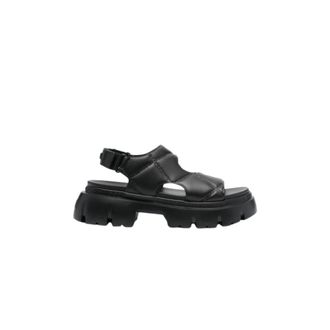 Karl Lagerfeld Schoenen, Dames, Zwart, 37 EU, Leer, Sun Trekka Platform Sandal