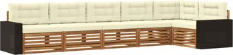 vidaXL Conjunto De Sof&aacute;s De Exterior 6 Uds. Natural Y Crema Poli&eacute;ster Vidaxl