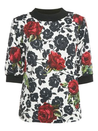 Dolce & Gabbana jacquard rose-print top - White