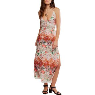 Free People Intimately FP Daisy Fields Lace Trim Maxi Slipdress in Brown Combo at Nordstrom Rack, Size Small