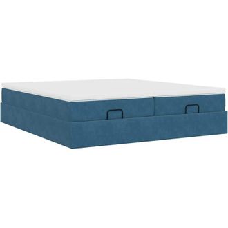 vidaXL Estructura De Cama Otomana Colchones Terciopelo Azul Oscuro Vidaxl