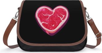 Generic Heart Shaped Steak Leather Crossbody Bags for Women Messenger Handbag Purse Shoulder Bag