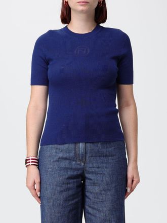 Fendi Maglia a maniche corte in cotone a coste con monogramma FF