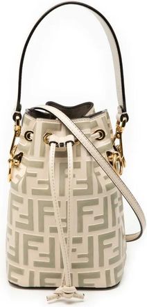 Fendi Borsa a secchiello Mon Tresor mini in pelle con motivo Zucca goffrato 2010-2025 - Marrone