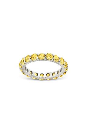 Sterling Forever Gracie Cubic Zirconia Eternity Ring in Silver/Canary at Nordstrom, Size 10