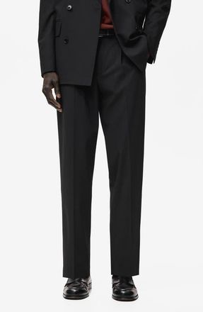 Mango Boston Regular Fit Suit Pants in Black at Nordstrom, Size 36