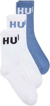 BOSS 3-Pack Iconic Logo Crew Socks in White/Blue Multi at Nordstrom Rack, Size 7-13