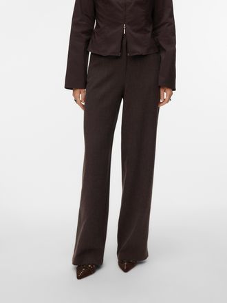 Vero Moda Anzughose VERO MODA VMBESTIE HW WIDE PANT NOOS, Damen, Gr. 34, L&auml;nge 30, chocolate torte detail:melange, Web, Obermaterial: 94% Polyester, 4% Viskose,