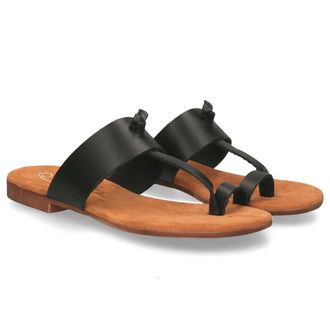 Purapiel Womens Flat Sandal Atlantic In Black Leather - Size UK 5