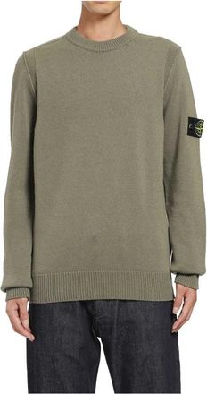 Stone Island Lamswol Trui - Heren - Ronde hals truien - Grijs - 2XL - Wol - Truien & Vesten