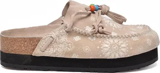 Arizona Love Beige Suede Stitch Mules