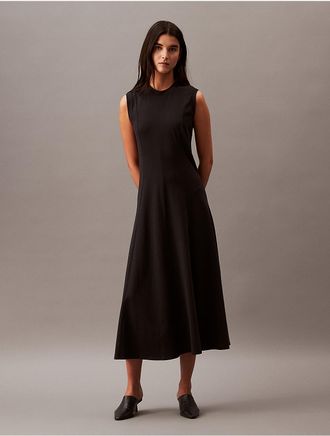 Calvin Klein Jeans Calvin Klein Womens Cotton Jersey A-Line Midi Dress - Black - XS