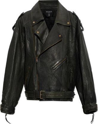 Balmain Leren Jas - Heren - Leren en Su&egrave;de Jassen - Zwart - L - Katoen - Jassen