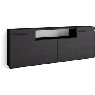 Skraut Home Aparadores Para Sal&oacute;n, Gran Capacidad De Almacenaje, 200x75x35cm, 4 Puertas, Armario, Zapatero, Estilo Moderno, Negro - Skraut Home