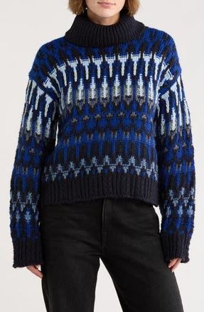 Ramy Brook Rufus Fair Isle Turtleneck Sweater in Lapis Combo Fairisle at Nordstrom Rack, Size Small