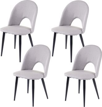 Hhg Hhg - Lote De 4 Silla De Comedor 209, Silla Silla De Cocina, Tela/textil, Gris