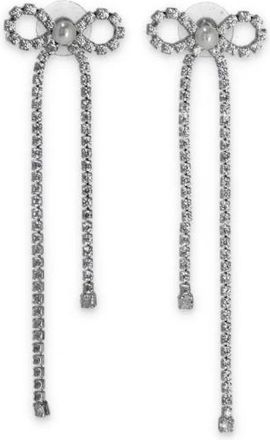 Self Portrait Crystal Droplet Bow Earrings - Dames - Oorbellen - Grijs - ONE Size - Accessoires