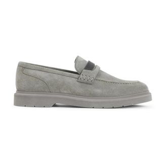 Brunello Cucinelli Brunello Cucinelli, Loafers, female, Gray, Size: 8 1/2 US Monili Suede Loafers