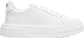 Casadei Kettingdetail Ronde Neus Rubberen Zool Sneakers - Dames - Sneakers - Wit - 38 1/2 EU - Leer - Schoenen