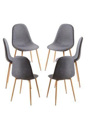 Regalos Miguel Packs Sillas Comedor - Pack 6 Sillas Teok Tela - Gris Oscuro