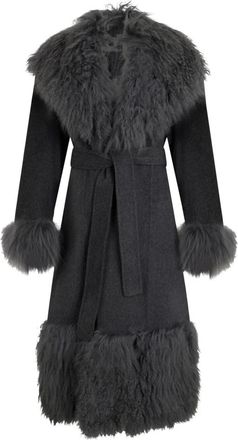 Giuseppe Di Morabito Maxi Faux Fur Jas - Dames - Jas met riem - Grijs - S - Polyester - Jassen