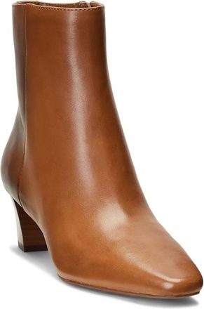 Lauren Ralph Lauren Willa Boots Womens Saddle Tan Leather Ankle Bootie LION116
