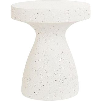 Beliani Mesa Auxiliar Decorativa Mgo Fibra De Vidrio Forma Redonda Resistente A Los Rayos Uv Manchas &Oacute;xido Agua Y Viento Blanco Biviere